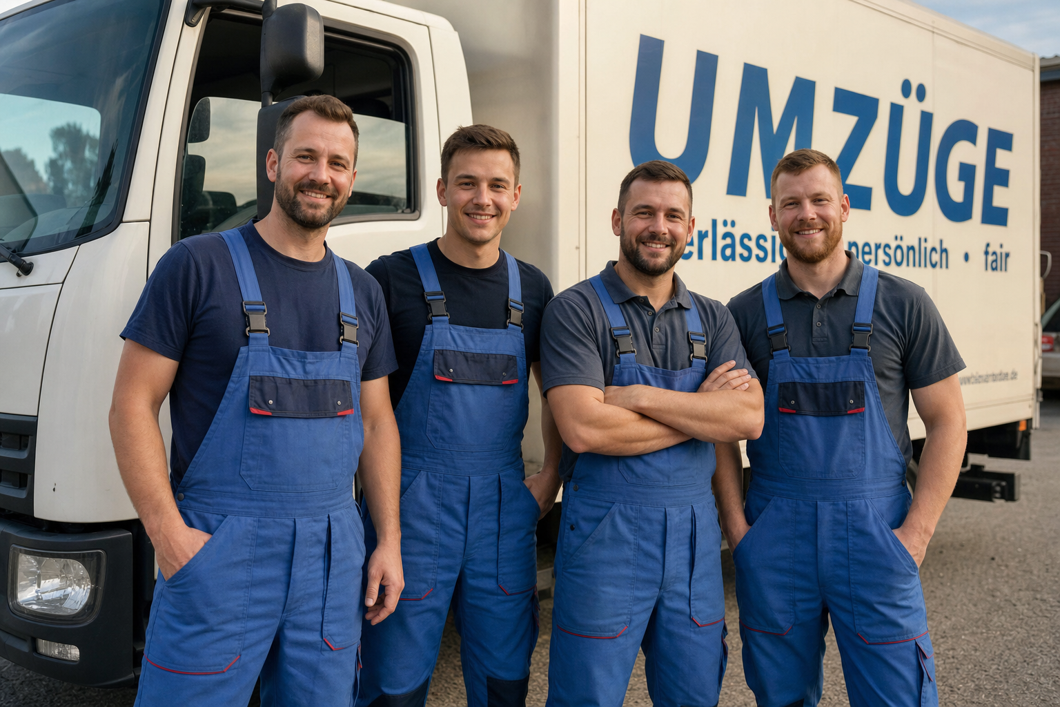 Das Team von Flink & Fleißig vor dem Umzugs-LKW